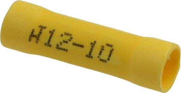 Made in USA - 12 to 10 AWG Compatible, Butt Splice Terminal - Yellow - Industrial Tool & Supply