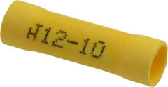 Made in USA - 12 to 10 AWG Compatible, Butt Splice Terminal - Yellow - Industrial Tool & Supply
