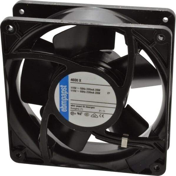 EBM Papst - 115 Volts, AC, 106 CFM, Square Tube Axial Fan - 0.16 Amp Rating, 119mm High x 119mm Wide x 1-1/2" Deep - Industrial Tool & Supply