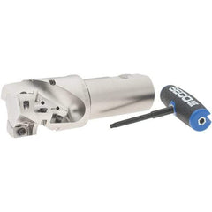 Seco - 2" Cut Diam, 1.85" Max Depth of Cut, 1-1/2" Shank Diam, 5.49" OAL, Indexable Square Shoulder Helical End Mill - XO.X 1806 Inserts, Weldon Shank, 90° Lead Angle, Through Coolant, Series Power Turbo - Industrial Tool & Supply