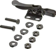 De-Sta-Co - 75 Lb Holding Capacity, Horizontal Handle, Manual Hold Down Toggle Clamp - 80° Handle Movement, 90° Bar Opening, U-Bar, Flanged Base, Electro-Plated Zinc, Stainless Steel - Industrial Tool & Supply