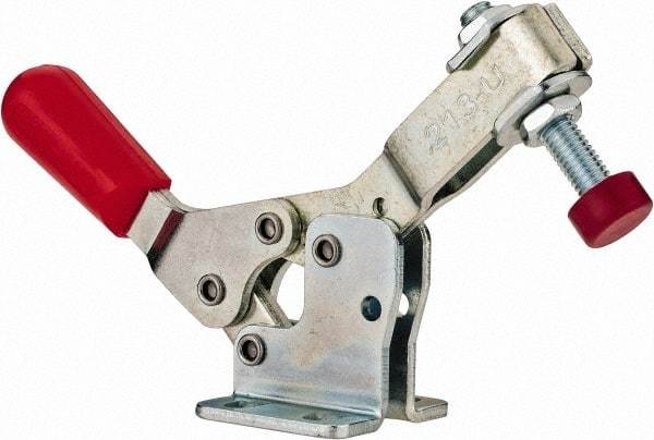 De-Sta-Co - 150 Lb Holding Capacity, Horizontal Handle, Manual Hold Down Toggle Clamp - 60° Handle Movement, 90° Bar Opening, U-Bar, Flanged Base, Electro-Plated Zinc, Carbon Steel - Industrial Tool & Supply