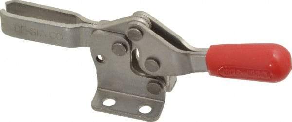 De-Sta-Co - 150 Lb Holding Capacity, Horizontal Handle, Manual Hold Down Toggle Clamp - 60° Handle Movement, 90° Bar Opening, U-Bar, Flanged Base, Electro-Plated Zinc, Stainless Steel - Industrial Tool & Supply