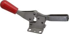 De-Sta-Co - 250 Lb Holding Capacity, Horizontal Handle, Manual Hold Down Toggle Clamp - 61° Handle Movement, 91° Bar Opening, U-Bar, Flanged Base, Electro-Plated Zinc, Stainless Steel - Industrial Tool & Supply