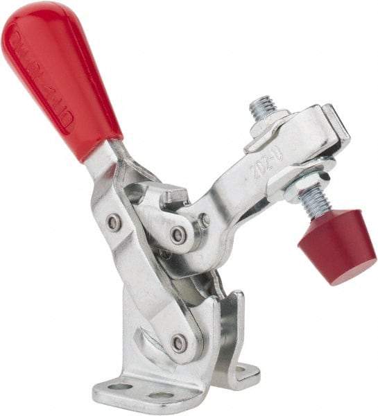 De-Sta-Co - 200 Lb Holding Capacity, Vertical Handle, Manual Hold Down Toggle Clamp - 65° Handle Movement, 105° Bar Opening, U-Bar, Flanged Base, Electro-Plated Zinc, Carbon Steel - Industrial Tool & Supply