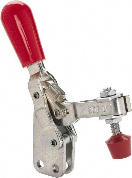 De-Sta-Co - 200 Lb Holding Capacity, Vertical Handle, Manual Hold Down Toggle Clamp - 65° Handle Movement, 105° Bar Opening, U-Bar, Straight Base, Electro-Plated Zinc, Carbon Steel - Industrial Tool & Supply