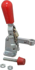 De-Sta-Co - 200 Lb Holding Capacity, Vertical Handle, Manual Hold Down Toggle Clamp - 65° Handle Movement, 105° Bar Opening, U-Bar, Flanged Base, Electro-Plated Zinc, Carbon Steel - Industrial Tool & Supply