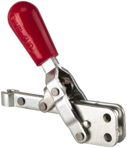 De-Sta-Co - 200 Lb Holding Capacity, Vertical Handle, Manual Hold Down Toggle Clamp - 65° Handle Movement, 105° Bar Opening, Solid Bar, Straight Base, Electro-Plated Zinc, Carbon Steel - Industrial Tool & Supply