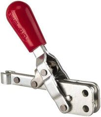 De-Sta-Co - 200 Lb Holding Capacity, Vertical Handle, Manual Hold Down Toggle Clamp - 65° Handle Movement, 105° Bar Opening, Solid Bar, Straight Base, Electro-Plated Zinc, Carbon Steel - Industrial Tool & Supply