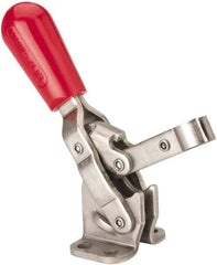 De-Sta-Co - 250 Lb Holding Capacity, Vertical Handle, Manual Hold Down Toggle Clamp - 65° Handle Movement, 105° Bar Opening, Solid Bar, Flanged Base, Electro-Plated Zinc, Stainless Steel - Industrial Tool & Supply