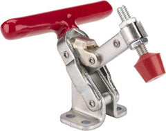 De-Sta-Co - 200 Lb Holding Capacity, Vertical Handle, Manual Hold Down Toggle Clamp - 65° Handle Movement, 105° Bar Opening, Solid Bar, Flanged Base, Electro-Plated Zinc, Carbon Steel - Industrial Tool & Supply