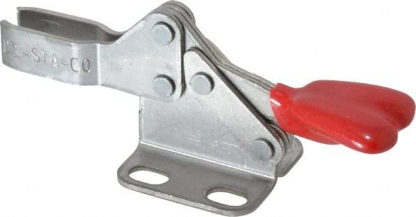 De-Sta-Co - 100 Lb Holding Capacity, Horizontal Handle, Manual Hold Down Toggle Clamp - 90° Handle Movement, 90° Bar Opening, U-Bar, Flanged Base, Electro-Plated Zinc, Stainless Steel - Industrial Tool & Supply