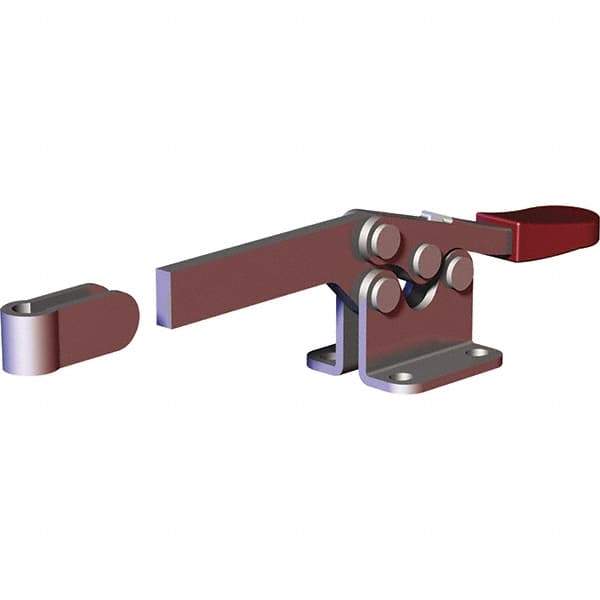 De-Sta-Co - 200 Lb Holding Capacity, Horizontal Handle, Manual Hold Down Toggle Clamp - 78° Handle Movement, 87° Bar Opening, Solid Bar, Flanged Base, Electro-Plated Zinc, Carbon Steel - Industrial Tool & Supply