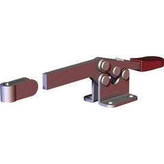 De-Sta-Co - 200 Lb Holding Capacity, Horizontal Handle, Manual Hold Down Toggle Clamp - 78° Handle Movement, 87° Bar Opening, Solid Bar, Flanged Base, Electro-Plated Zinc, Carbon Steel - Industrial Tool & Supply