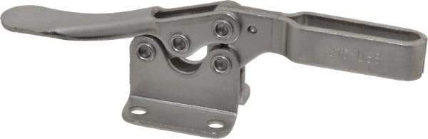 De-Sta-Co - 200 Lb Holding Capacity, Horizontal Handle, Manual Hold Down Toggle Clamp - 78° Handle Movement, 87° Bar Opening, U-Bar, Flanged Base, Electro-Plated Zinc, Stainless Steel - Industrial Tool & Supply