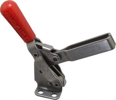 De-Sta-Co - 450 Lb Holding Capacity, Vertical Handle, Manual Hold Down Toggle Clamp - 57° Handle Movement, 99° Bar Opening, U-Bar, Flanged Base, Electro-Plated Zinc, Stainless Steel - Industrial Tool & Supply