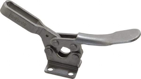 De-Sta-Co - 600 Lb Holding Capacity, Horizontal Handle, Manual Hold Down Toggle Clamp - 70° Handle Movement, 92° Bar Opening, U-Bar, Flanged Base, Electro-Plated Zinc, Stainless Steel - Industrial Tool & Supply