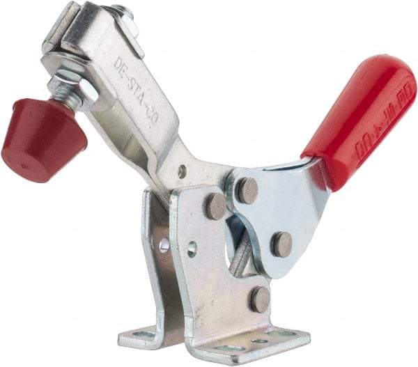De-Sta-Co - 500 Lb Holding Capacity, Horizontal Handle, Manual Hold Down Toggle Clamp - 56° Handle Movement, 91° Bar Opening, U-Bar, Flanged Base, Electro-Plated Zinc, Carbon Steel - Industrial Tool & Supply