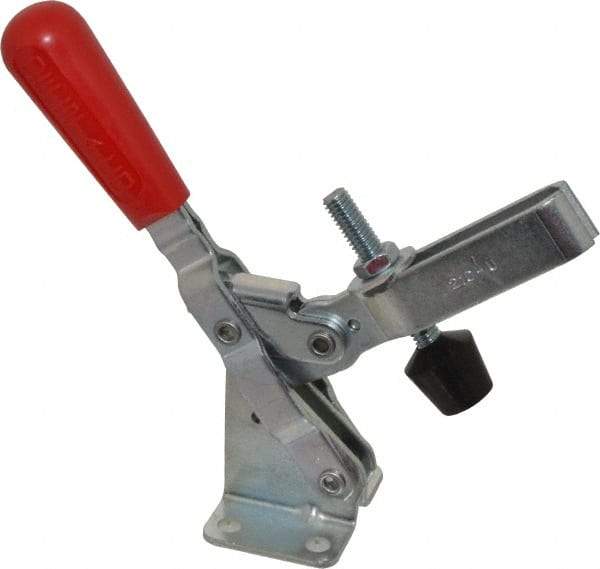 De-Sta-Co - 600 Lb Holding Capacity, Vertical Handle, Manual Hold Down Toggle Clamp - 58° Handle Movement, 103° Bar Opening, U-Bar, Flanged Base, Electro-Plated Zinc, Carbon Steel - Industrial Tool & Supply