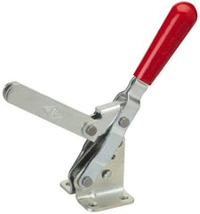 De-Sta-Co - 750 Lb Holding Capacity, Vertical Handle, Manual Hold Down Toggle Clamp - 58° Handle Movement, 103° Bar Opening, U-Bar, Flanged Base, Electro-Plated Zinc, Stainless Steel - Industrial Tool & Supply