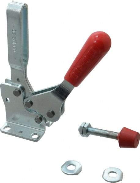 De-Sta-Co - 750 Lb Holding Capacity, Horizontal Handle, Manual Hold Down Toggle Clamp - 59° Handle Movement, 93° Bar Opening, U-Bar, Flanged Base, Electro-Plated Zinc, Carbon Steel - Industrial Tool & Supply