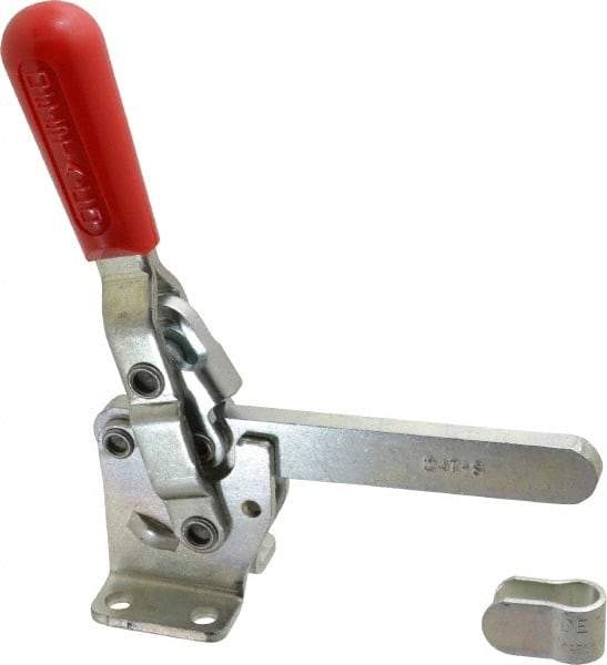 De-Sta-Co - 1,000 Lb Holding Capacity, Vertical Handle, Manual Hold Down Toggle Clamp - 67° Handle Movement, 120° Bar Opening, Solid Bar, Flanged Base, Electro-Plated Zinc, Carbon Steel - Industrial Tool & Supply