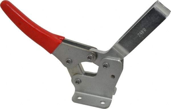 De-Sta-Co - 1,000 Lb Holding Capacity, Horizontal Handle, Manual Hold Down Toggle Clamp - 74° Handle Movement, 105° Bar Opening, U-Bar, Flanged Base, Electro-Plated Zinc, Carbon Steel - Industrial Tool & Supply