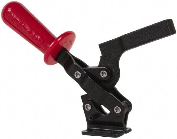 De-Sta-Co - 500 Lb Holding Capacity, Vertical Handle, Manual Hold Down Toggle Clamp - 75° Handle Movement, 90° Bar Opening, Solid Bar, Flanged Base, Electro-Plated Zinc, Carbon Steel - Industrial Tool & Supply