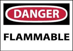 NMC - Danger - Flammable, Pressure Sensitive Vinyl Fire Sign - 5" Wide x 3" High - Industrial Tool & Supply