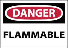 NMC - Danger - Flammable, Pressure Sensitive Vinyl Fire Sign - 5" Wide x 3" High - Industrial Tool & Supply