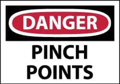 NMC - Accident Prevention Label, Header: DANGER - Legend: Danger - Pinch Points, English, Red, Black & White, 5" Long x 3" High, Sign Muscle Finish - Industrial Tool & Supply