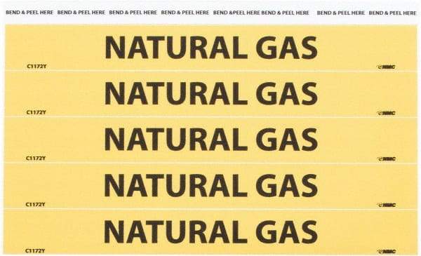 NMC - Pipe Marker with Natural Gas Legend and No Graphic - 3/4 to 1-1/4" Pipe Outside Diam, Black on Yellow - Industrial Tool & Supply