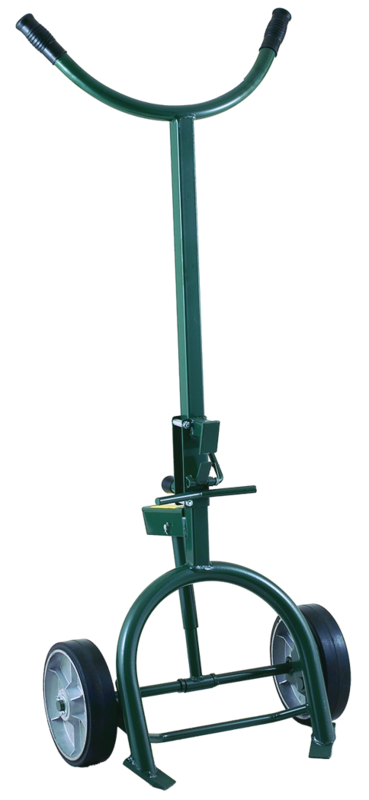 Drum Truck - Adjustable/Replaceable Chime Hook for steel or fiber drums - Spring loaded - 10" M.O.R wheels - Industrial Tool & Supply