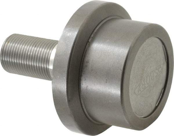 Osborn International - 2-1/2" Roller Diam x 1-11/16" Width, 1" Stud Diam x 2-1/4" Length, Flanged Concentric Stud Load Runner - Steel, 1-1/2" Thread Length, 1-14 Thread, 3-15/16" OAL, 2,270 Lb Dynamic Cap - Industrial Tool & Supply