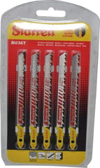 Starrett - 4" Long, 6 Teeth per Inch, Bi-Metal Jig Saw Blade - Toothed Edge, 5/16" Wide x 0.05" Thick, U-Shank, Ground Taper Tooth Set - Industrial Tool & Supply