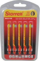Starrett - 3" Long, 14 Teeth per Inch, Bi-Metal Jig Saw Blade - Toothed Edge, 3/16" Wide x 0.04" Thick, U-Shank, Wavy Tooth Set - Industrial Tool & Supply