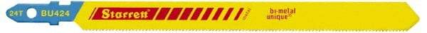 Starrett - 5" Long, 24 Teeth per Inch, Bi-Metal Jig Saw Blade - Toothed Edge, 3/8" Wide x 0.04" Thick, U-Shank, Wavy Tooth Set - Industrial Tool & Supply
