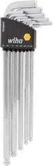 Wiha - 13 Piece L-Key Ball End Hex Key Set - Hex Range 1/2 to 3/8", Chrome Vanadium Molybdenum - Industrial Tool & Supply