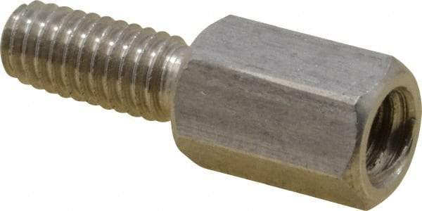 Electro Hardware - M4x0.70, 18.53mm OAL, 6mm Across Flats, Stainless Steel Hex Male/Female Circuit Board Standoffs - 11.1mm Thread Depth, 9mm Body Length, Uncoated - Industrial Tool & Supply