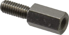 Electro Hardware - M4x0.70, 19.53mm OAL, 6mm Across Flats, Stainless Steel Hex Male/Female Circuit Board Standoffs - 11.1mm Thread Depth, 10mm Body Length, Uncoated - Industrial Tool & Supply