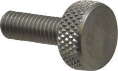 Electro Hardware - #10-32 Knurled Shoulderless Grade 303 Stainless Steel Thumb Screw - 3/4" OAL, 7/16" Head Diam x 3/16" Head Height, Uncoated - Industrial Tool & Supply