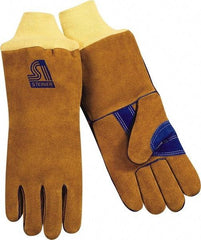 Steiner - Size L Cotton/Foam Lined Cowhide Welding Glove - 13-1/2" OAL, Knit Wrist Cuff, Wing Thumb, For General Welding - Industrial Tool & Supply