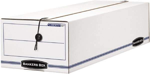 BANKERS BOX - 1 Compartment, 9-3/4" Wide x 6-1/4" High x 23-3/4" Deep, Storage Box - Corrugated Cardboard, White/Blue - Industrial Tool & Supply