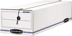 BANKERS BOX - 1 Compartment, 9-3/4" Wide x 6-1/4" High x 23-3/4" Deep, Storage Box - Corrugated Cardboard, White/Blue - Industrial Tool & Supply