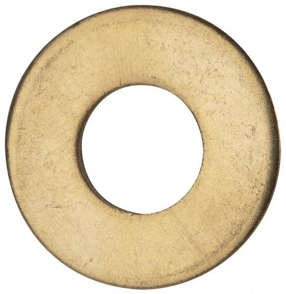 Value Collection - 1/2" Screw, Brass Standard Flat Washer - 0.562" ID x 1-1/4" OD, 0.091" Thick, Plain Finish - Industrial Tool & Supply