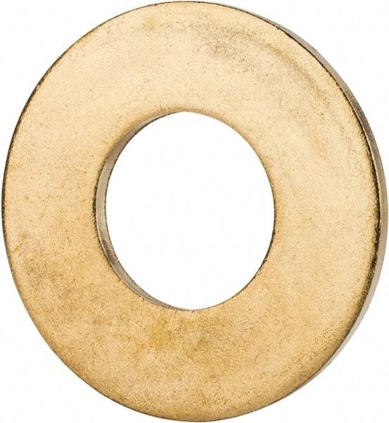 Value Collection - 5/8" Screw, Brass Standard Flat Washer - 0.687" ID x 1-1/2" OD, 0.102" Thick, Plain Finish - Industrial Tool & Supply