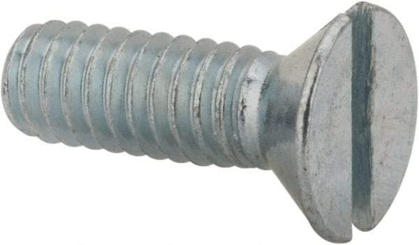 Value Collection - #8-32 UNC, 1/2" OAL Slotted Drive Machine Screw - Flat Head, Grade 2 Steel, Zinc-Plated Finish, Without Washer - Industrial Tool & Supply