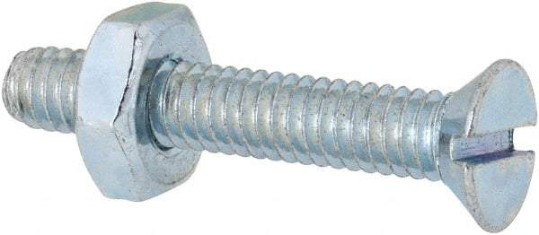 Value Collection - #8-32 UNC, 1" OAL Slotted Drive Machine Screw - Flat Head, Grade 2 Steel, Zinc-Plated Finish, Without Washer - Industrial Tool & Supply
