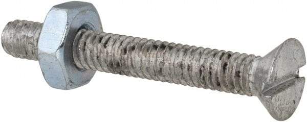 Value Collection - #8-32 UNC, 1-1/4" OAL Slotted Drive Machine Screw - Flat Head, Grade 2 Steel, Zinc-Plated Finish, Without Washer - Industrial Tool & Supply