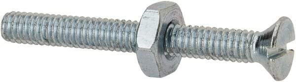 Value Collection - #8-32 UNC, 1-1/2" OAL Slotted Drive Machine Screw - Flat Head, Grade 2 Steel, Zinc-Plated Finish, Without Washer - Industrial Tool & Supply